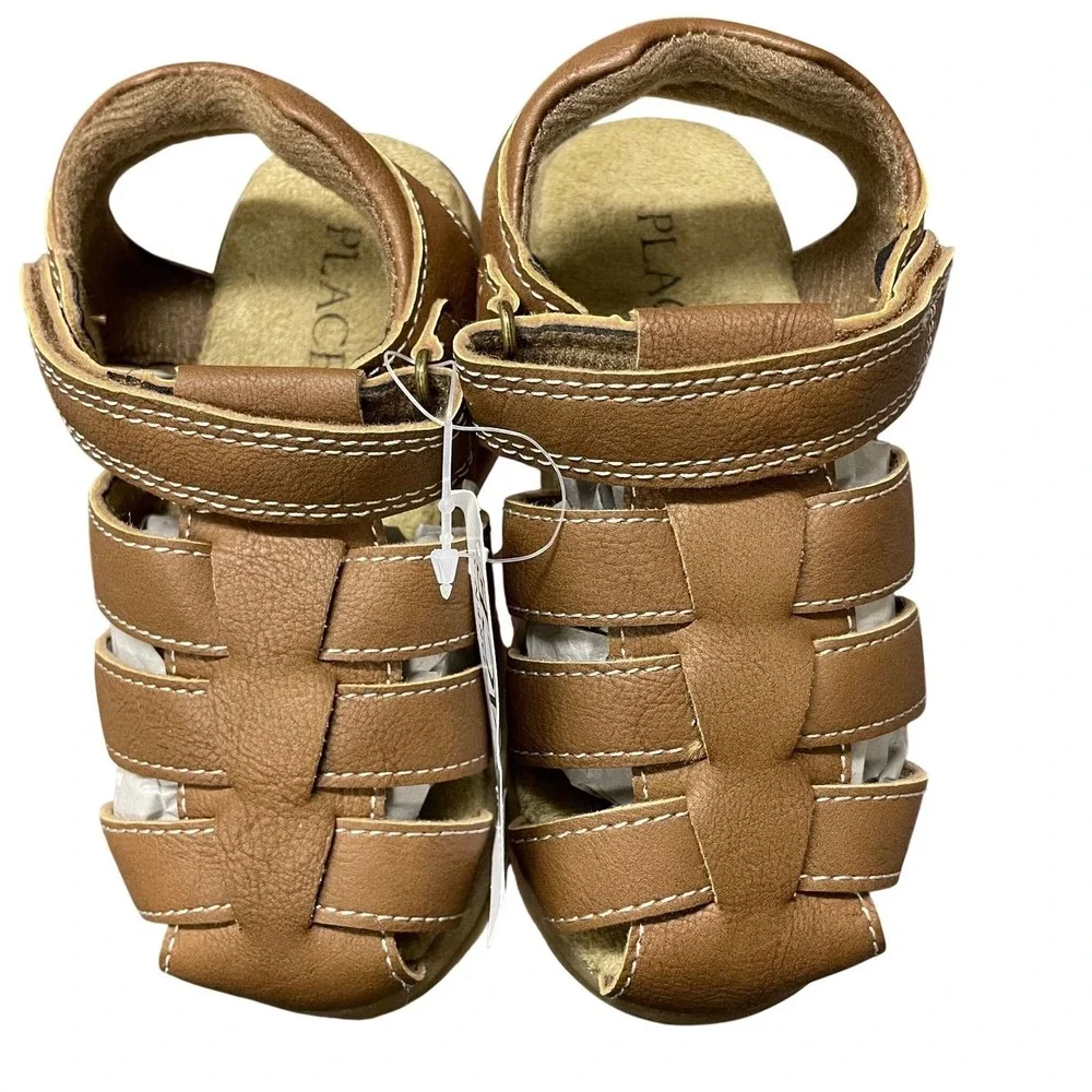 NEW Children's Place Fisherman Sandals Tan‎ Faux Leather Toddler 8 Classic